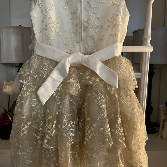 EUC Wonder Nation Sparkle Lacey formal dress (7) shimmering gold - Picture 4 of 6